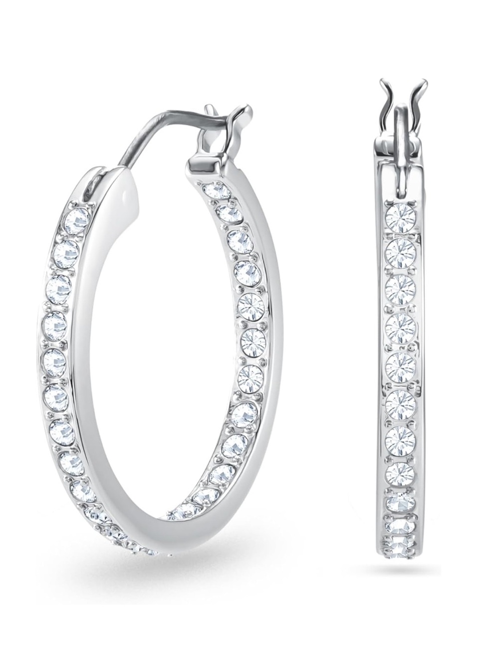 Swarovski Silver Sommerest Hoop Earrings with Clear Crystals - New
